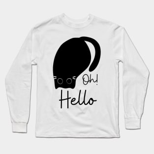 Black Cat Sleeping Upside Down Long Sleeve T-Shirt